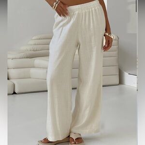 PRINCESS POLLY FLOWY WHITE PANTS